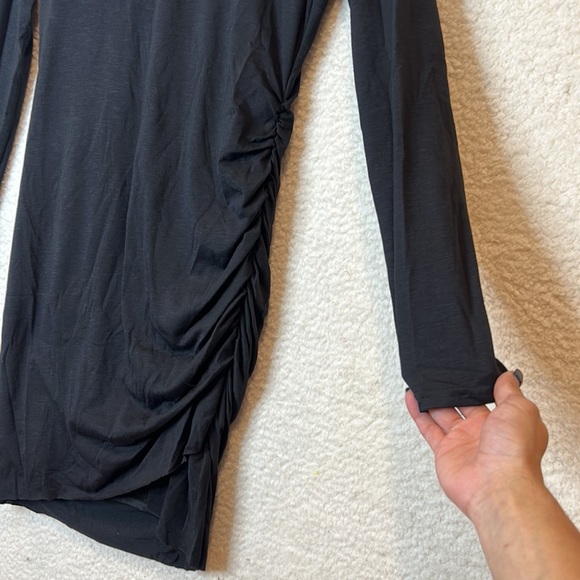 NWT Womens Black Lined Long Sleeve Ruched Side Crew Neck Dress SIZE XL - Picture 2 of 3